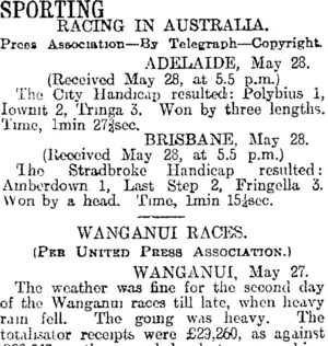 SPORTING (Otago Daily Times 29-5-1916)