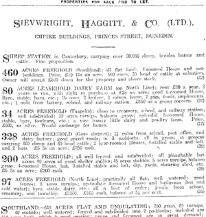 Page 8 Advertisements Column 3 (Otago Daily Times 22-5-1916)