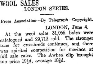 WOOL SALES. (Otago Daily Times 6-6-1916)