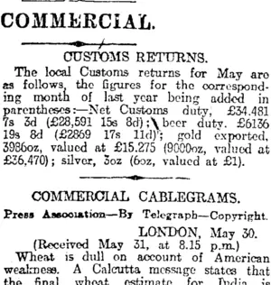 COMMERCIAL. (Otago Daily Times 1-6-1916)