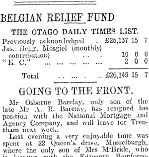 BELGIAN RELIEF FUND (Otago Daily Times 23-6-1916)