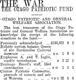 THE WAR (Otago Daily Times 25-7-1916)
