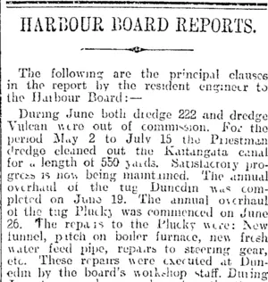 HARBOUR BOARD REPORTS. (Otago Daily Times 26-7-1916)