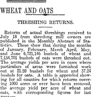 WHEAT AND OATS (Otago Daily Times 4-8-1916)