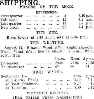 SHIPPING. (Otago Daily Times 1-9-1916)