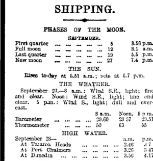 SHIPPING. (Otago Daily Times 28-9-1916)