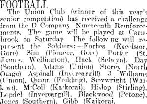 FOOTBALL (Otago Daily Times 5-10-1916)