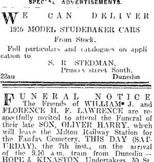 Page 8 Advertisements Column 2 (Otago Daily Times 7-10-1916)