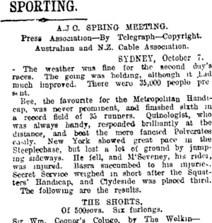 SPORTING. (Otago Daily Times 9-10-1916)