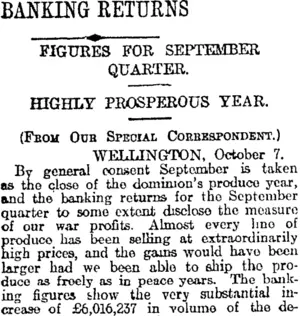 BANKING RETURNS (Otago Daily Times 10-10-1916)