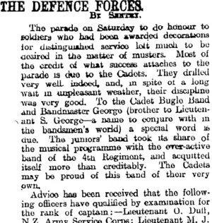 THE DEFENCE FORCES. (Otago Daily Times 26-10-1916)