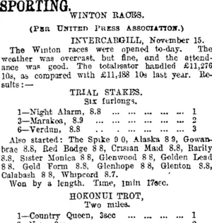 SPORTING. (Otago Daily Times 16-11-1916)