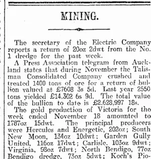 MINING. (Otago Daily Times 9-12-1916)