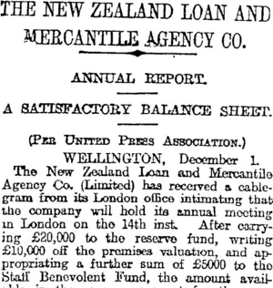 THE NEW ZEALAND LOAN AND MERCANTILE AGENCY CO. (Otago Daily Times 2-12-1916)