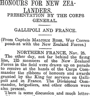 HONOURS FOR NEW ZEALANDERS. (Otago Daily Times 6-2-1917)