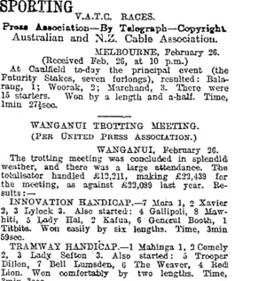 SPORTING. (Otago Daily Times 27-2-1917)