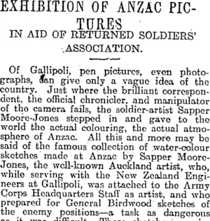 EXHIBITION OF ANZAC PICTURES (Otago Daily Times 14-3-1917)