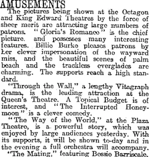 AMUSEMENTS. (Otago Daily Times 21-3-1917)