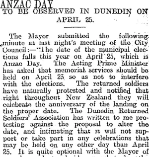 ANZAC DAY (Otago Daily Times 22-3-1917)