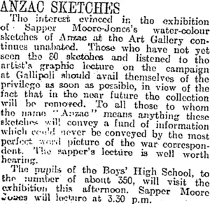 ANZAC SKETCHES (Otago Daily Times 3-4-1917)