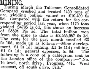 MINING. (Otago Daily Times 14-4-1917)