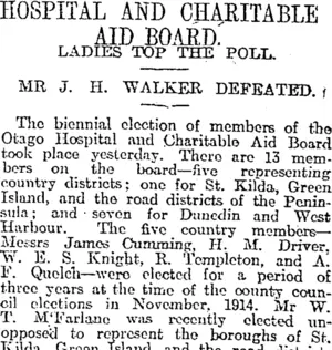 HOSPITAL AND CHARITABLE AID BOARD. (Otago Daily Times 26-4-1917)