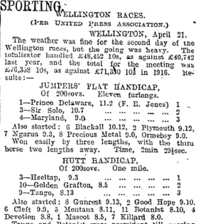 SPORTING (Otago Daily Times 23-4-1917)