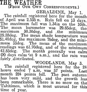 THE WEATHER (Otago Daily Times 4-5-1917)