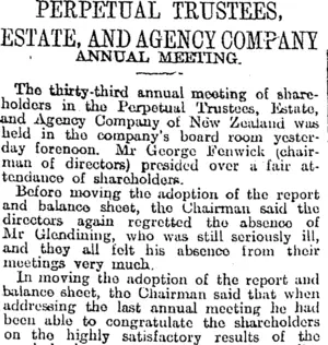 PERPETUAL TRUSTEES. ESTATE, AND AGENCY COMPANY (Otago Daily Times 9-6-1917)