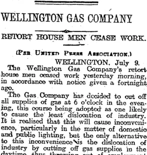 WELLINGTON GAS COMPANY (Otago Daily Times 10-7-1917)