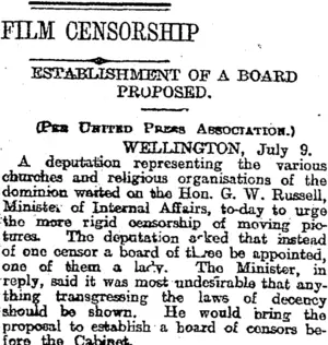 FILM CENSORSHIP (Otago Daily Times 10-7-1917)
