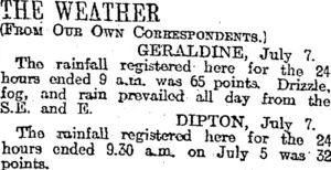 THE WEATHER (Otago Daily Times 10-7-1917)