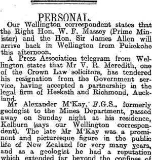 PERSONAL. (Otago Daily Times 10-7-1917)