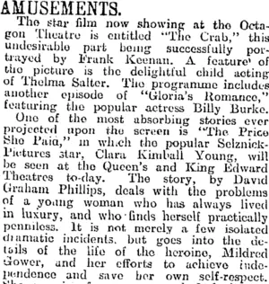 AMUSEMENTS. (Otago Daily Times 11-7-1917)