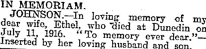 IN MEMORIAM. (Otago Daily Times 11-7-1917)