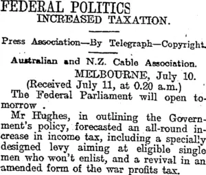 FEDERAL POLITICS (Otago Daily Times 11-7-1917)