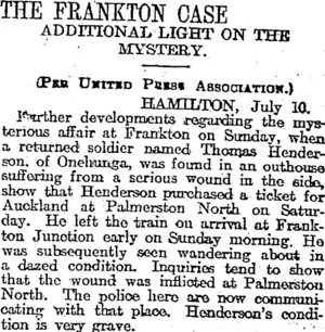 THE FRANKTON CASE. (Otago Daily Times 11-7-1917)