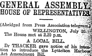 GENERAL ASSEMBLY. (Otago Daily Times 11-7-1917)