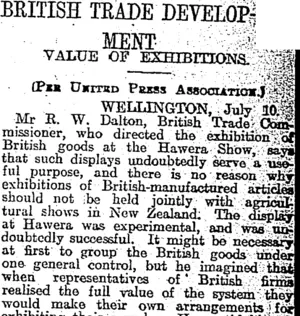 BRITISH TRADE DEVELOPMENT (Otago Daily Times 11-7-1917)