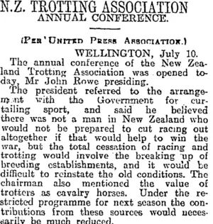 N.Z. TROTTING ASSOCIATION (Otago Daily Times 11-7-1917)