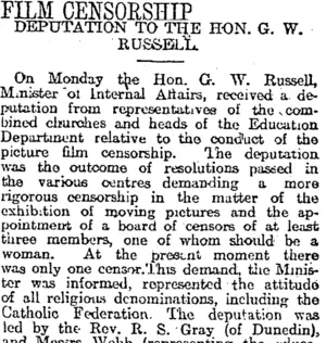 FILM CENSORSHIP (Otago Daily Times 11-7-1917)