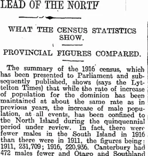 LEAD OF THE NORTH (Otago Daily Times 6-8-1917)