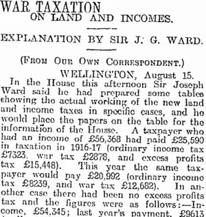 WAR TAXATION (Otago Daily Times 16-8-1917)
