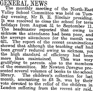 GENERAL NEWS (Otago Daily Times 17-8-1917)