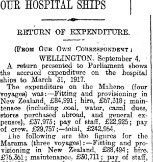 OUR HOSPITAL SHIPS (Otago Daily Times 5-9-1917)
