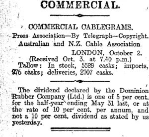 COMMERCIAL. (Otago Daily Times 4-10-1917)