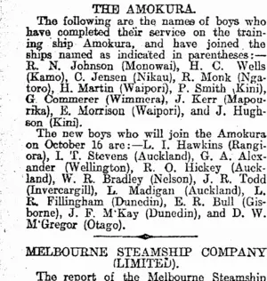 THE AMOKURA. (Otago Daily Times 15-10-1917)