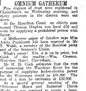 OMNIUM GATHERUM (Otago Daily Times 15-10-1917)