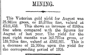 MINING. (Otago Daily Times 16-10-1917)