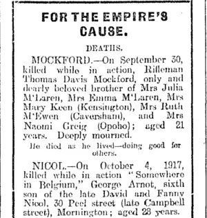 Page 4 Advertisements Column 4 (Otago Daily Times 18-10-1917)